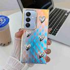 For Samsung Galaxy A25 5G Electroplating 5-Heart Laser Texture TPU Phone Case(Plaid) - 1