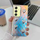 For Samsung Galaxy A34 5G Electroplating 5-Heart Laser Texture TPU Phone Case(Plaid) - 1