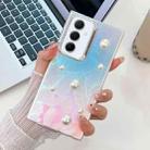 For Samsung Galaxy A55 5G Electroplating Pearl Laser Texture TPU Phone Case(Feathers) - 1