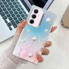 For Samsung Galaxy A35 5G Electroplating Pearl Laser Texture TPU Phone Case(Feathers) - 1