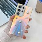 For Samsung Galaxy S22 Ultra 5G Electroplating Pearl Laser Texture TPU Phone Case(CD Stripes) - 1