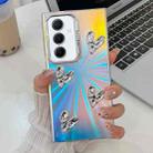 For Samsung Galaxy A55 5G Electroplating 4-Heart Laser Texture TPU Phone Case(CD Stripes) - 1