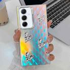 For Samsung Galaxy A55 5G Electroplating 4-Heart Laser Texture TPU Phone Case(Plaid) - 1