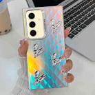 For Samsung Galaxy S24+ 5G Electroplating 4-Heart Laser Texture TPU Phone Case(Plaid) - 1