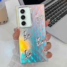 For Samsung Galaxy S23 FE 5G Electroplating 4-Heart Laser Texture TPU Phone Case(Plaid) - 1