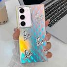 For Samsung Galaxy S23+ 5G Electroplating 4-Heart Laser Texture TPU Phone Case(Plaid) - 1