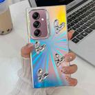 For Samsung Galaxy A14 5G Electroplating 4-Heart Laser Texture TPU Phone Case(CD Stripes) - 1