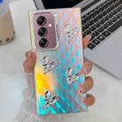 For Samsung Galaxy A14 5G Electroplating 4-Heart Laser Texture TPU Phone Case(Plaid) - 1