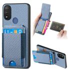 For Motorola Moto E20 / E30 Carbon Fiber Vertical Flip Wallet Stand Phone Case(Blue) - 1