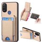 For Motorola Moto E20 / E30 Carbon Fiber Vertical Flip Wallet Stand Phone Case(Khaki) - 1