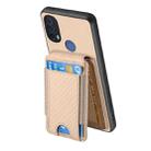 For Motorola Moto E20 / E30 Carbon Fiber Vertical Flip Wallet Stand Phone Case(Khaki) - 3