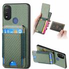 For Motorola Moto E20 / E30 Carbon Fiber Vertical Flip Wallet Stand Phone Case(Green) - 1