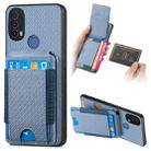 For Motorola Moto E40 Carbon Fiber Vertical Flip Wallet Stand Phone Case(Blue) - 1