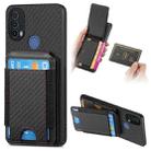 For Motorola Moto E40 Carbon Fiber Vertical Flip Wallet Stand Phone Case(Black) - 1