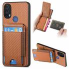 For Motorola Moto E40 Carbon Fiber Vertical Flip Wallet Stand Phone Case(Brown) - 1