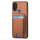 For Motorola Moto E40 Carbon Fiber Vertical Flip Wallet Stand Phone Case(Brown) - 2