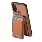 For Motorola Moto E40 Carbon Fiber Vertical Flip Wallet Stand Phone Case(Brown) - 3