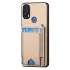 For Motorola Moto E40 Carbon Fiber Vertical Flip Wallet Stand Phone Case(Khaki) - 2