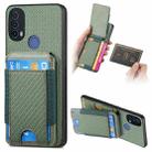 For Motorola Moto E40 Carbon Fiber Vertical Flip Wallet Stand Phone Case(Green) - 1