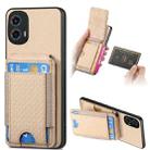 For Motorola Moto G 5G 2024 4G Carbon Fiber Vertical Flip Wallet Stand Phone Case(Khaki) - 1