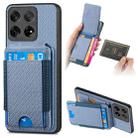 For OnePlus 12 5G Carbon Fiber Vertical Flip Wallet Stand Phone Case(Blue) - 1