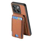 For OnePlus 12 5G Carbon Fiber Vertical Flip Wallet Stand Phone Case(Brown) - 3