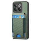 For OnePlus 12 5G Carbon Fiber Vertical Flip Wallet Stand Phone Case(Green) - 2