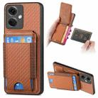 For OnePlus Nord CE3 Carbon Fiber Vertical Flip Wallet Stand Phone Case(Brown) - 1