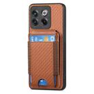 For OnePlus 10T Carbon Fiber Vertical Flip Wallet Stand Phone Case(Brown) - 2