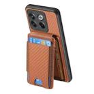 For OnePlus 10T Carbon Fiber Vertical Flip Wallet Stand Phone Case(Brown) - 3