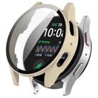 For Samsung Galaxy Watch 7 44mm PC+Tempered Film Integrated Waterproof Watch Protective Case(Ivory) - 1