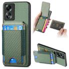 For OPPO A58 4G Carbon Fiber Vertical Flip Wallet Stand Phone Case(Green) - 1