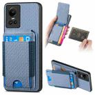 For OPPO Reno10 Global Carbon Fiber Vertical Flip Wallet Stand Phone Case(Blue) - 1