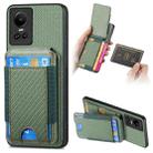 For OPPO Reno10 Global Carbon Fiber Vertical Flip Wallet Stand Phone Case(Green) - 1