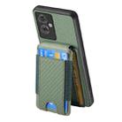 For OPPO Reno10 Global Carbon Fiber Vertical Flip Wallet Stand Phone Case(Green) - 3