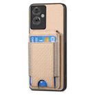 For OPPO Reno10 Pro Global Carbon Fiber Vertical Flip Wallet Stand Phone Case(Khaki) - 2