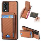 For OPPO A17 Carbon Fiber Vertical Flip Wallet Stand Phone Case(Brown) - 1