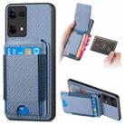 For OPPO Reno7 4G Carbon Fiber Vertical Flip Wallet Stand Phone Case(Blue) - 1