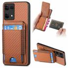 For OPPO Reno7 4G Carbon Fiber Vertical Flip Wallet Stand Phone Case(Brown) - 1