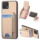 For OPPO A16K Carbon Fiber Vertical Flip Wallet Stand Phone Case(Khaki) - 1