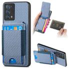 For OPPO Reno6 Pro+ Carbon Fiber Vertical Flip Wallet Stand Phone Case(Blue) - 1