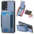 For OPPO F19 Carbon Fiber Vertical Flip Wallet Stand Phone Case(Blue) - 1