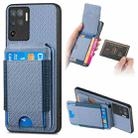 For OPPO F19 Pro Carbon Fiber Vertical Flip Wallet Stand Phone Case(Blue) - 1