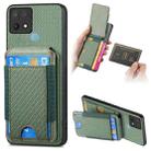 For OPPO A15 Carbon Fiber Vertical Flip Wallet Stand Phone Case(Green) - 1