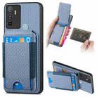 For OPPO A53 / A53S Carbon Fiber Vertical Flip Wallet Stand Phone Case(Blue) - 1