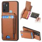 For OPPO A53 / A53S Carbon Fiber Vertical Flip Wallet Stand Phone Case(Brown) - 1