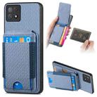 For OPPO A72 5G Carbon Fiber Vertical Flip Wallet Stand Phone Case(Blue) - 1