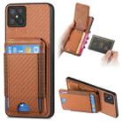 For OPPO A92S Carbon Fiber Vertical Flip Wallet Stand Phone Case(Brown) - 1