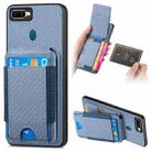 For OPPO A7 / A12 Carbon Fiber Vertical Flip Wallet Stand Phone Case(Blue) - 1