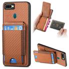 For OPPO A7 / A12 Carbon Fiber Vertical Flip Wallet Stand Phone Case(Brown) - 1